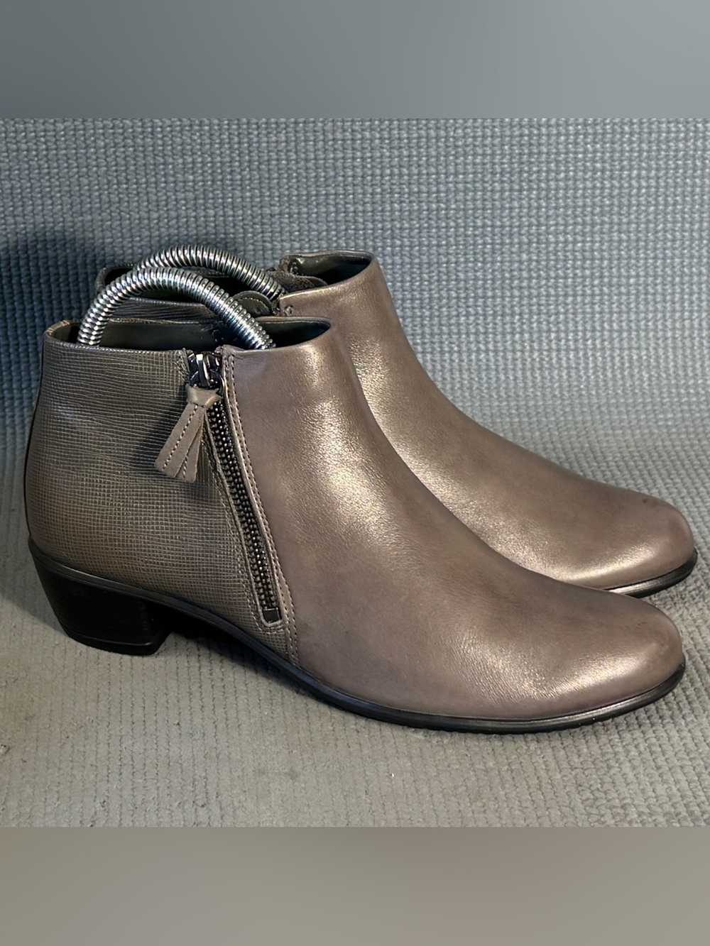 Ecco Touch 36 Ankle Boots Gray Leather Comfort‎ Women’s Size 7.5 US 38 EU